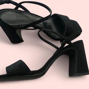 BP Black Suede Block Heel Sandals
